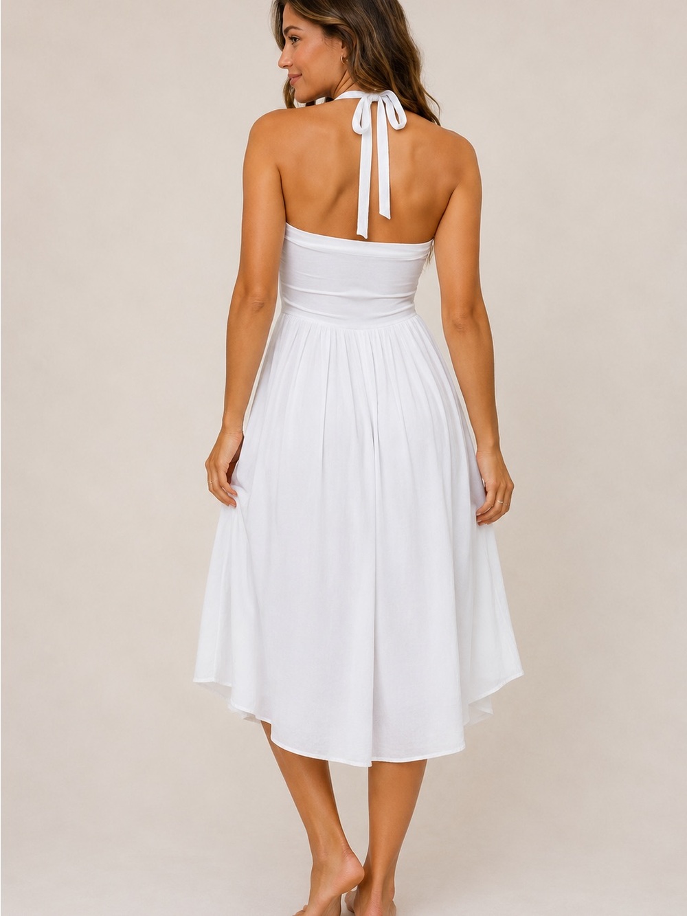 NWT Aerie At The Barre White Halter Midi Dress Size Small - Picture 2 of 7